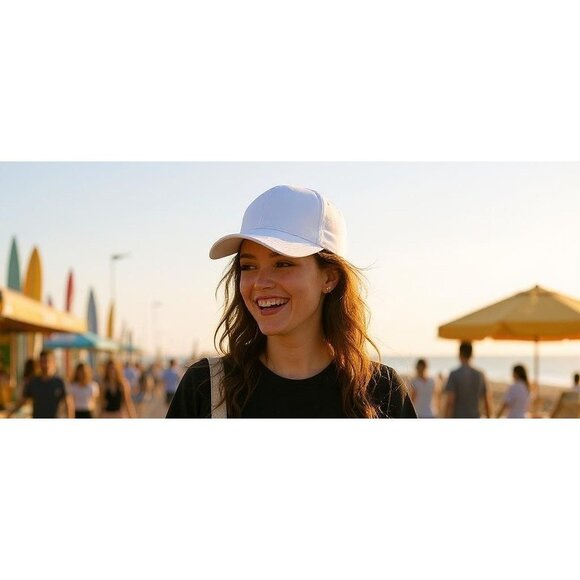 Adjustable Unisex White Mesh Trucker Hat (SKU#0467) - Picture 3 of 4